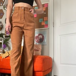 Extreme High Waist Brown Straight Leg Pants